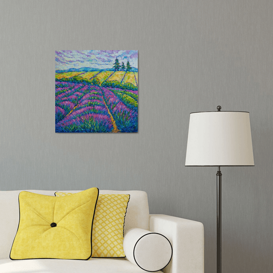 Flower field original oil painting