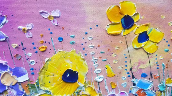 "Abstract Yellow Meadow Flowers in Love"