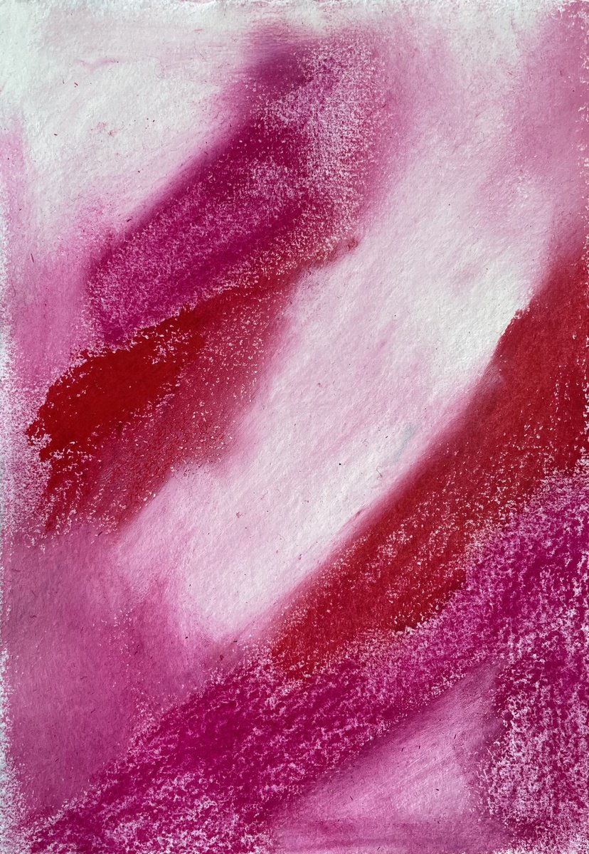 Abstract Pastel Drawing By Flora Butler, 6 X 8, Lips Brushing, Original Artwork