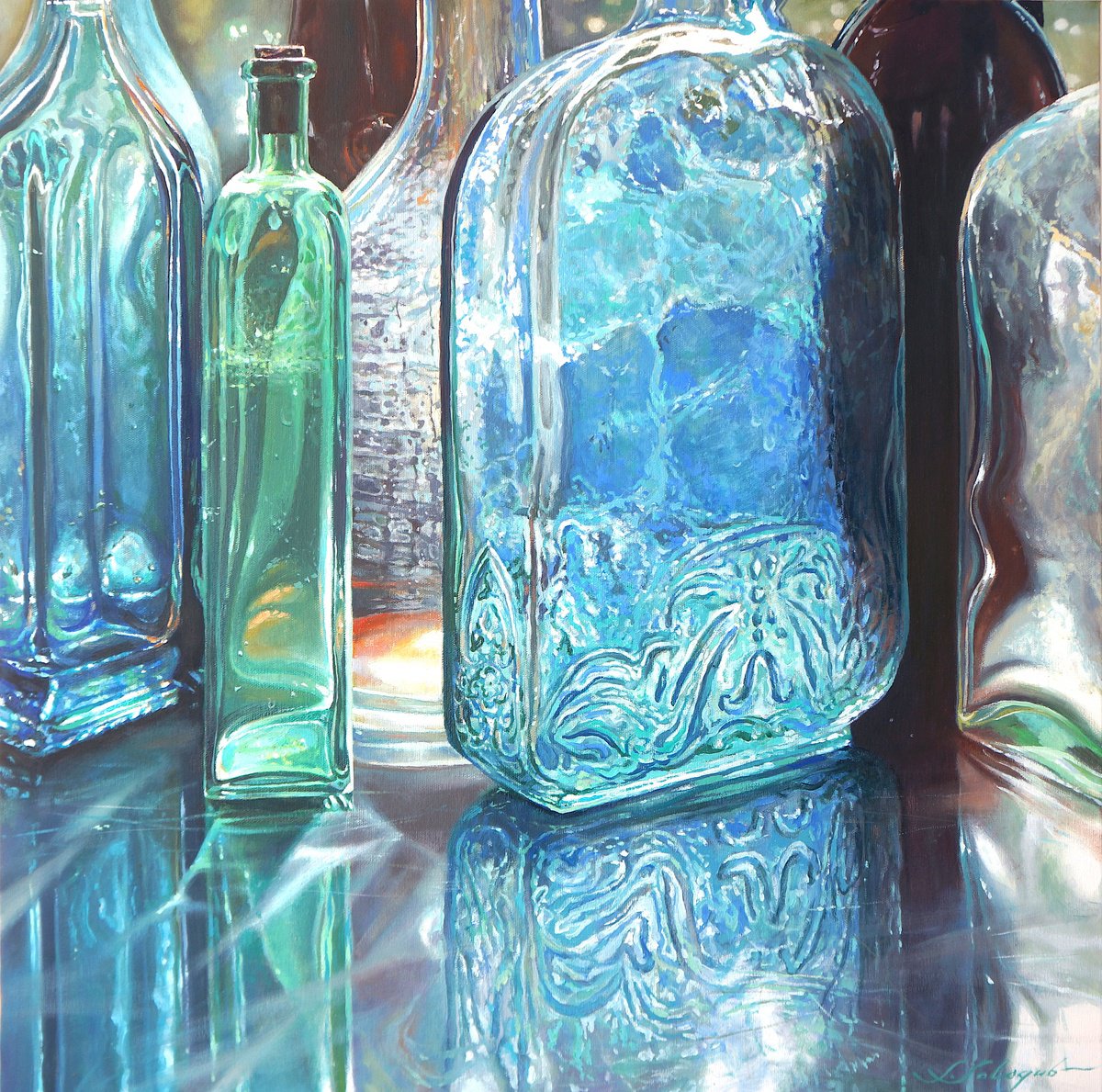 Photorealistic Still Life Oil Painting By Sergej Sologub, 31 X 31", Light, Original Artwork