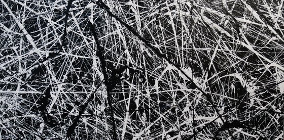 Overload 240cm x 120cm Black White Textured Abstract Art