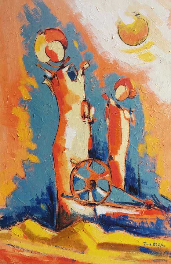 Abstract - Summer (60x40cm, oil painting, ready to hang)