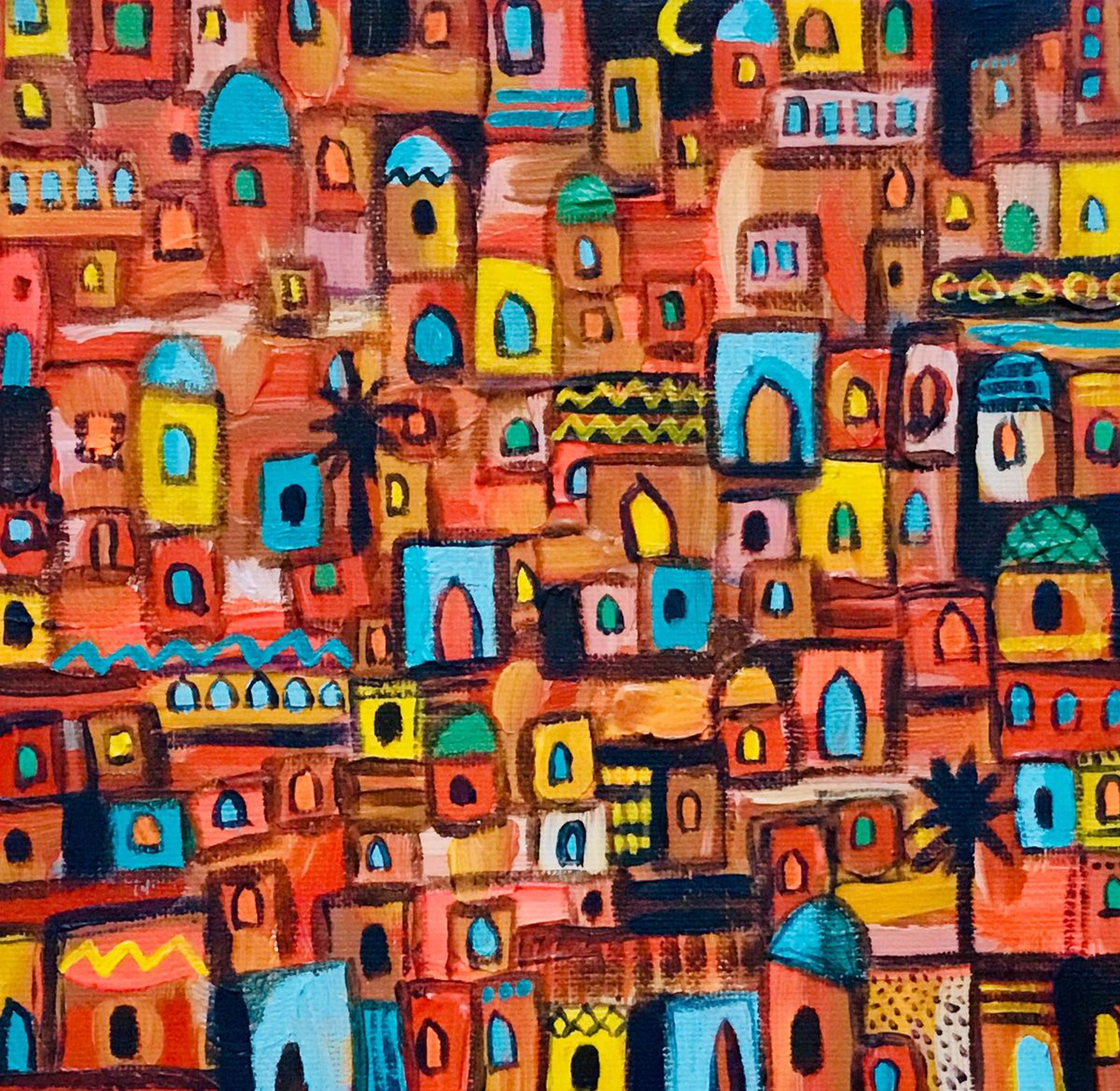Moroccan Moon Acrylic Abstract Canvas Painting Artfinder