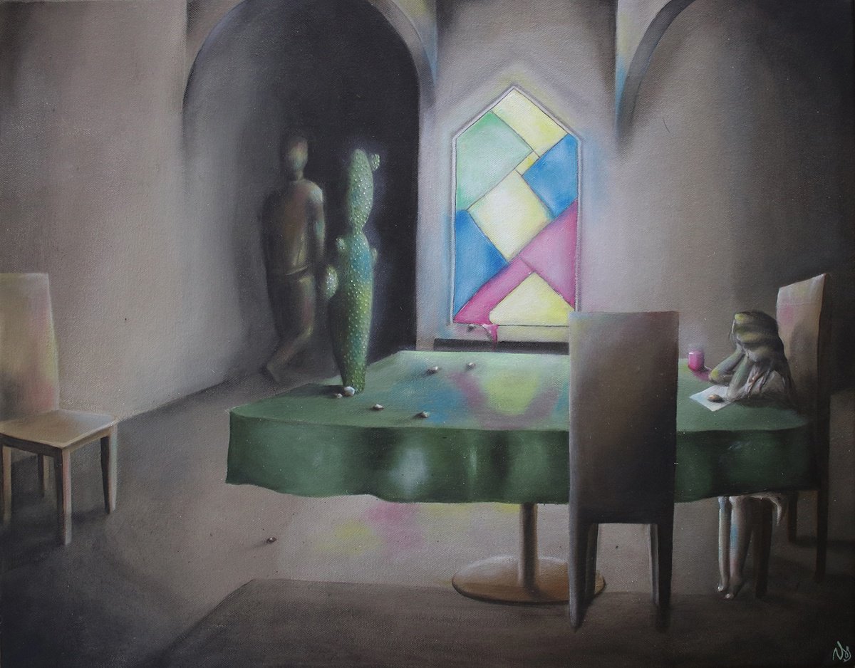 Surrealistic Landscape Oil Painting By Vanessa T Stefanova, 20 X 15", Fill The Room, Original Artwork