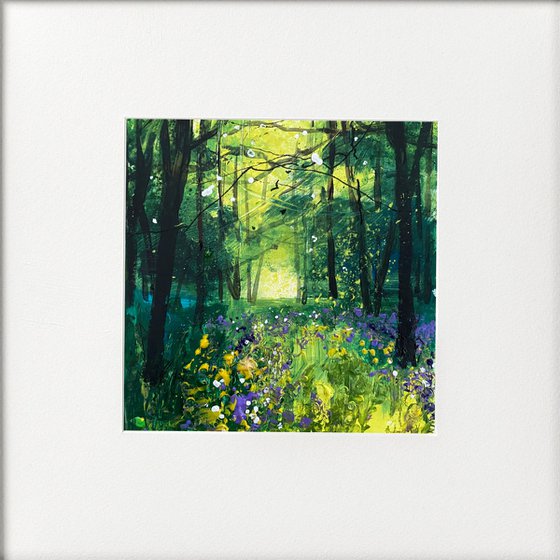 Seasons - Spring Woodland Primroses violet Milkmaids framed