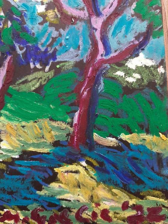 Olive grove in blue