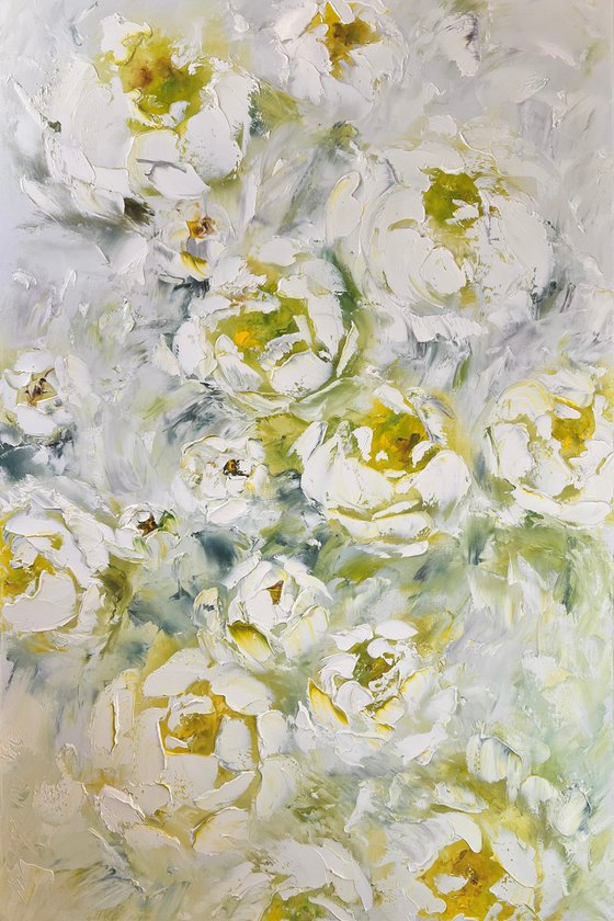 Yellow White texture peonies