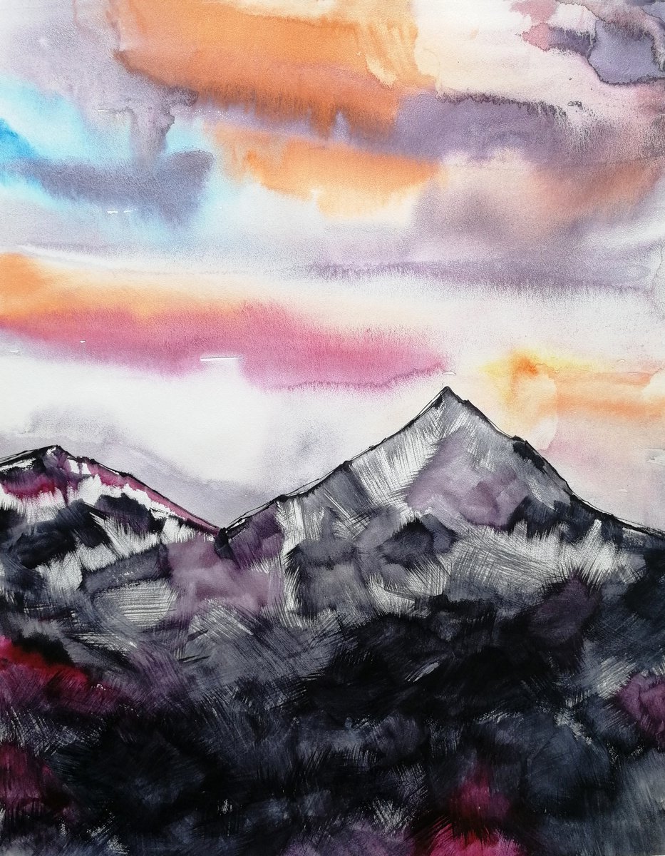 Moutain range painting by Marina Zhukova