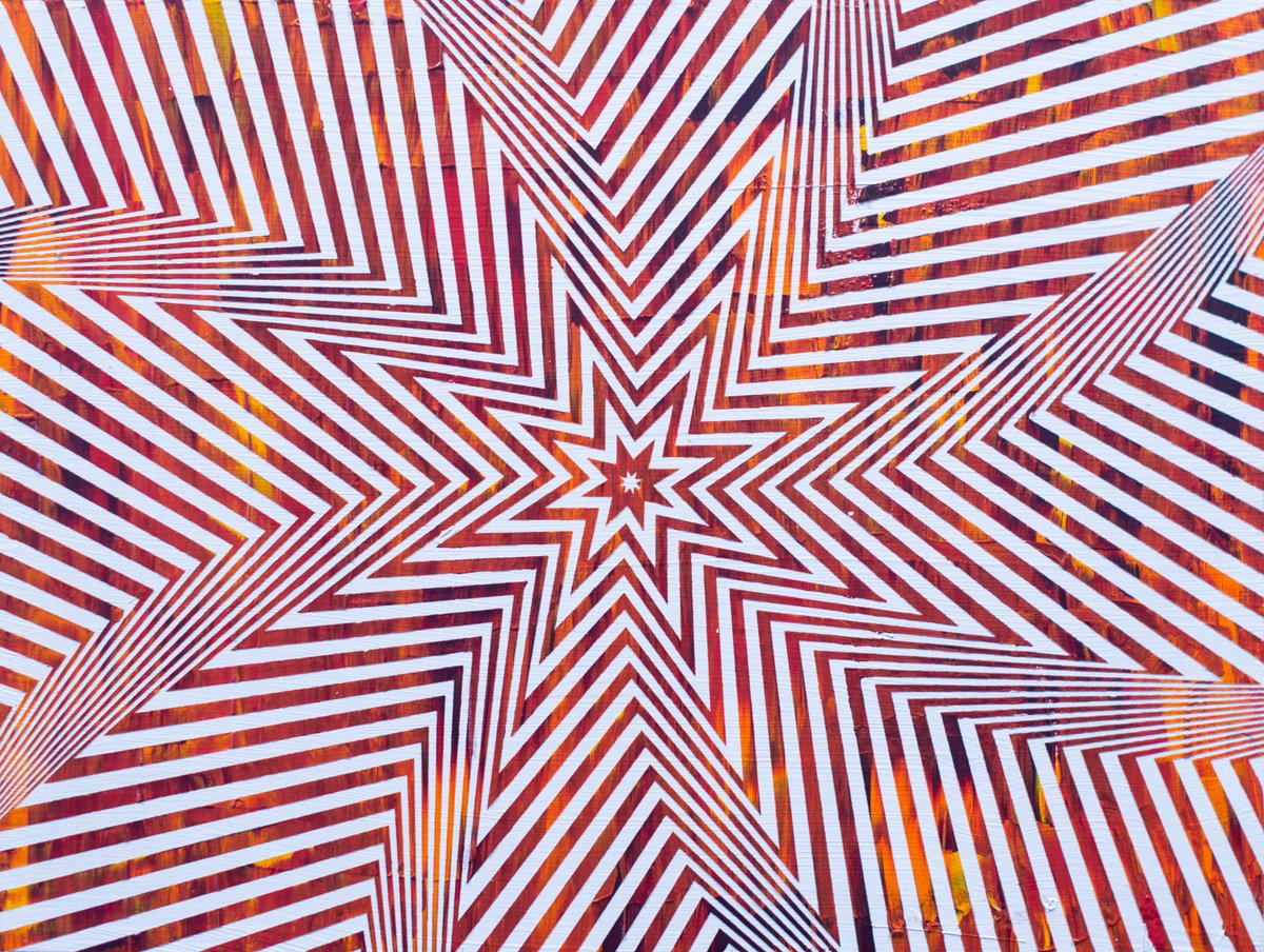 Geometric Abstract Acrylic Painting By Sean Christopher Ward, 12 X 9", Push The Button, Original Artwork