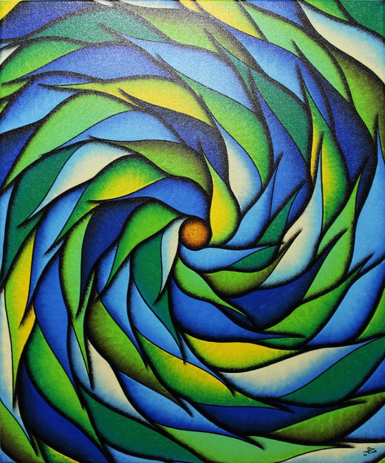 Verdant and blueish spiral