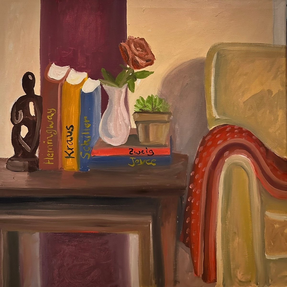 Oil Painting , Books By Barbara Friehs, 16 X 16, Artwork For Sale On Artfinder
