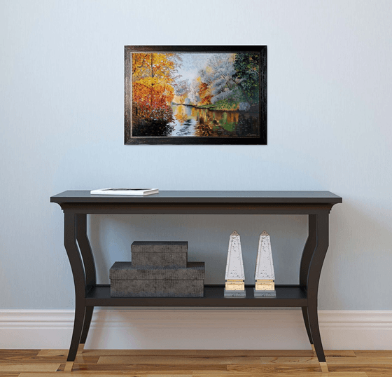 Park and pond in early autumn