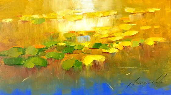 Waterlilies, Original oil Painting, Impressionism, Handmade artwork, One of a Kind