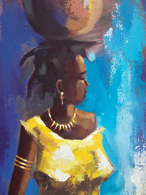 Melanin beauty and her golden dress