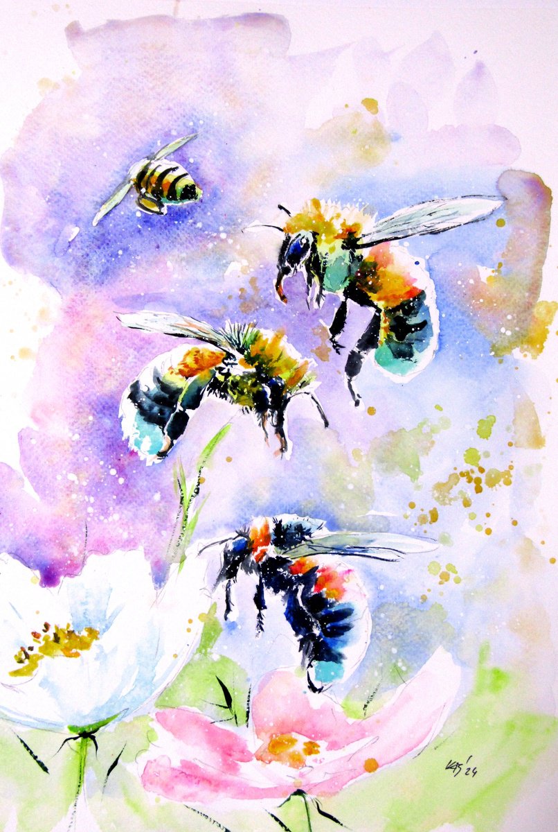 Bees and flowers III by Kovacs Anna Brigitta