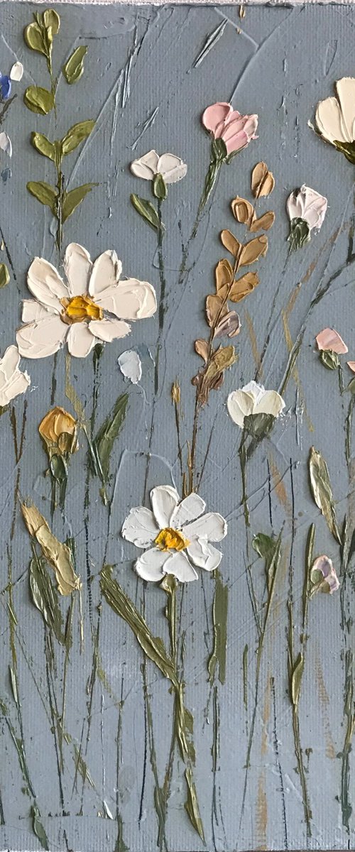 Wild flowers abstract art oil by Leysan Khasanova