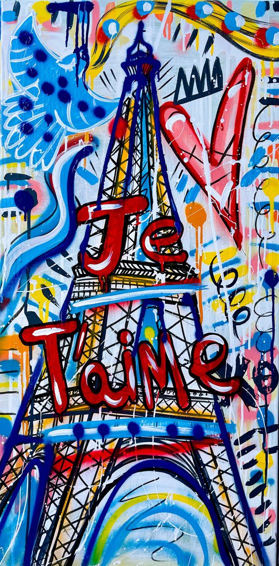 Je T’aime Paris. 50x100cm ready to hang.