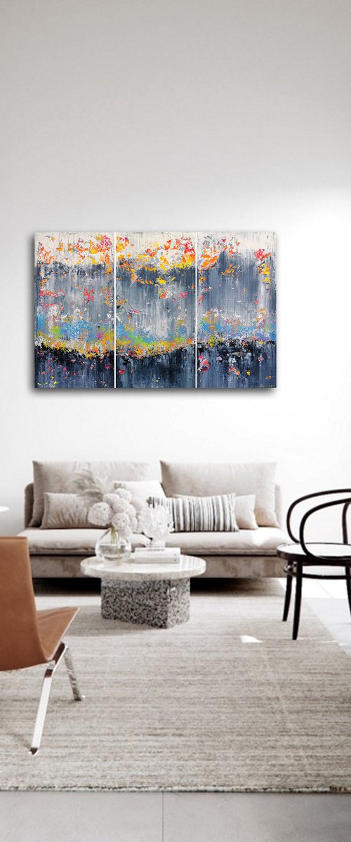 150x100cm. / Abstract triptych / Abstract 2123 by Alex Senchenko