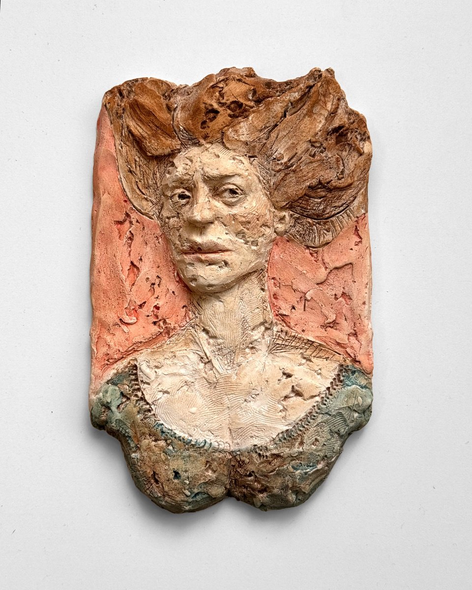 Expressive Portrait Sculpture By Sol Vil, 6 X 8", Lo Sguardo, Original Artwork