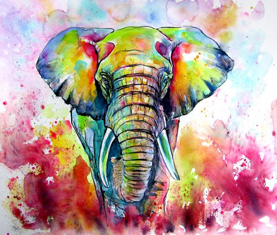 Majestic colorful elephant II