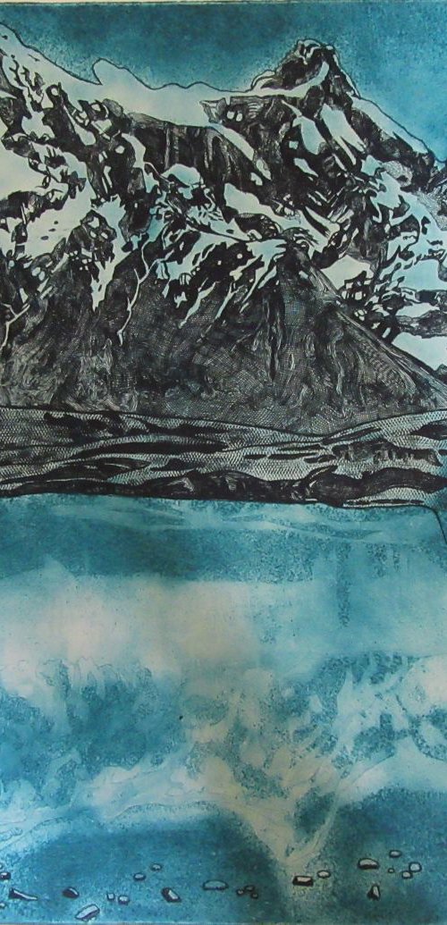 View of Cerro Paine Grande Across The Lake (Teal) by Francesca Learmount at Cicca-Art