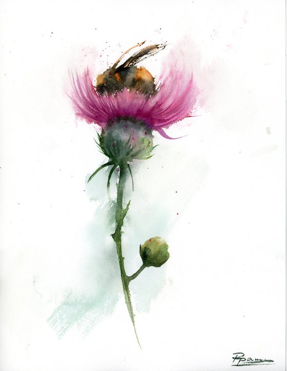 Bee on Thistle #1