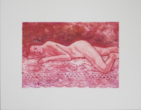 Reclining female nude revisited 3 colour variations