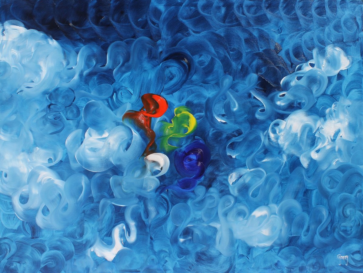 Organic Abstract Painting By Juan Jose Garay, 77 X 57", The Dance Of The Brushes 01, Original Artwork