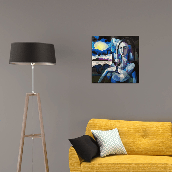 Night (60x60cm,  oil painting, ready to hang)
