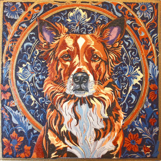 Dog – reduction linocut print