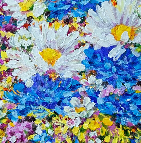 "Daisies with cornflowers".