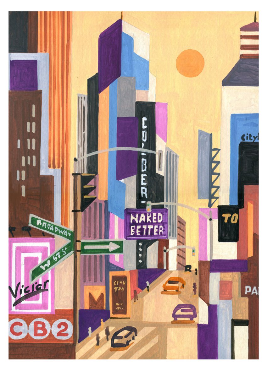 Urban And Pop Acrylic Painting , Newyork_Streetviews-Serie3-03 By Andre Baldet, 14 X 20, Artwork For Sale On Artfinder