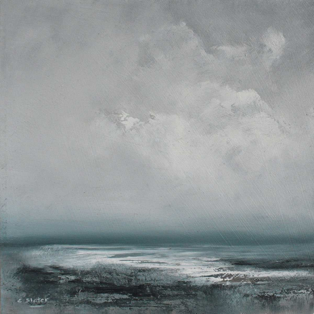 Expressive Landscape Oil Painting By Colin Slater, 8 X 8, Morning Tide, Original Artwork