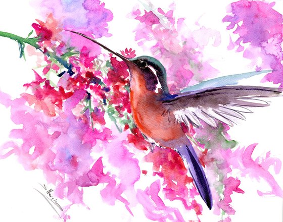 Hummingbird and Flowers