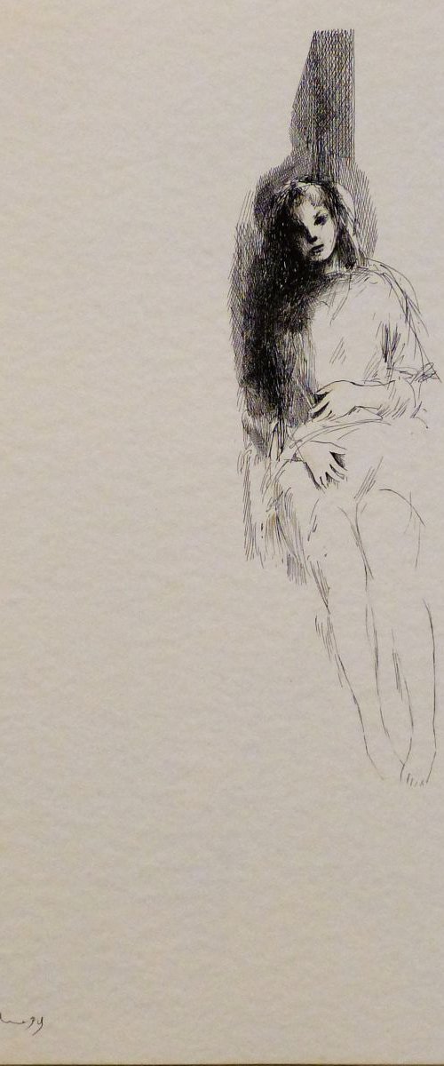 Sitting woman 2, 35x47 cm by Frederic Belaubre