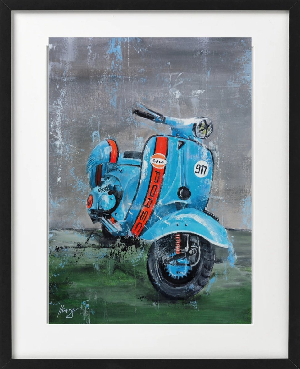 Vespa special- acrylic on paper 42x29,7cm by Henryfinearts