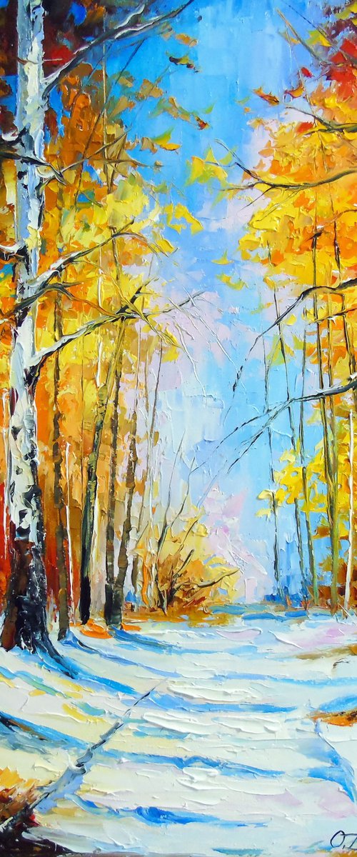 Birch Forest. First Snow by Olha Darchuk