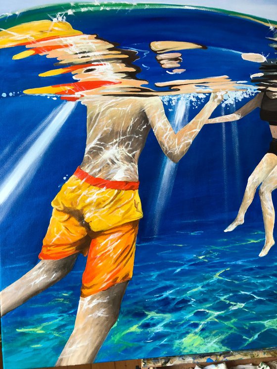 Large underwater painting 100-120cm