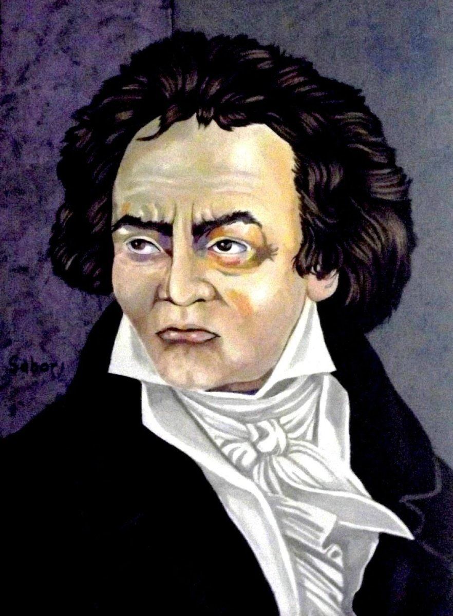 Photorealistic Portrait Painting By Andrew Sabori, 16 X 20, Ludwig Van Beethoven, Original Artwork