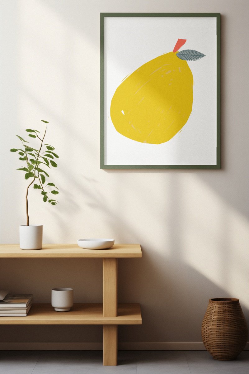 Animal Giclee Print By Emma Evans-Freke, 17 X 23, Moon Yellow Pear, Original Artwork
