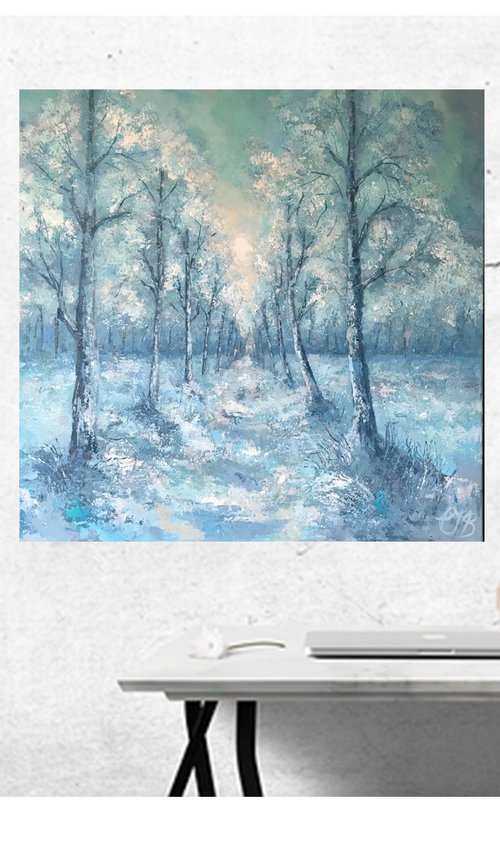 The Snow Trees  -Landscape painting by Colette Baumback