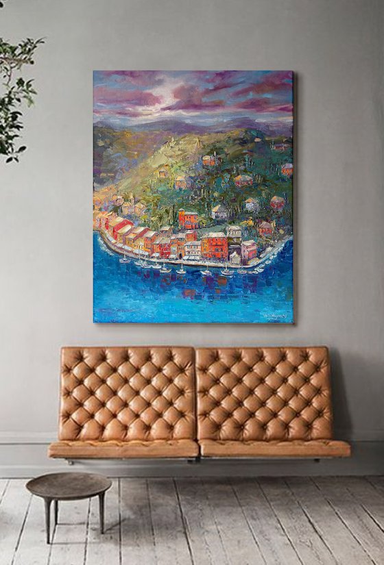 "Seascape". Sea. Original oil painting. boatsin the sea