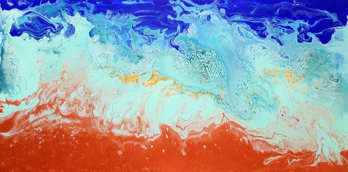 Abstract Landscape Acrylic Painting By Ivana Olbricht, 47 X 24, Before It Melts Down, Original Artwork