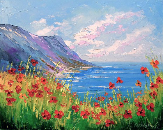 Poppies by the sea