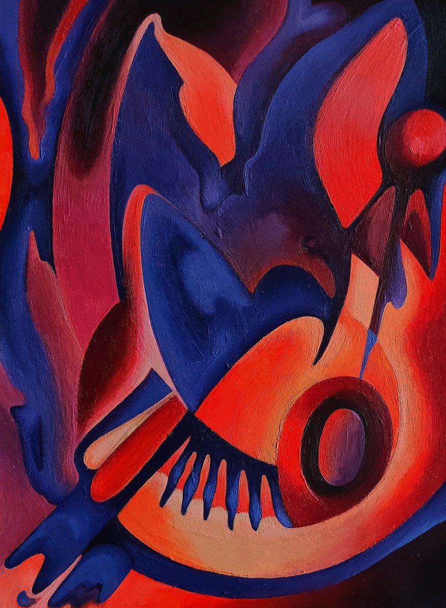 Surrealistic Abstract Acrylic Painting By Tetiana Borys, 9 X 12", 103 Life Path, Original Artwork