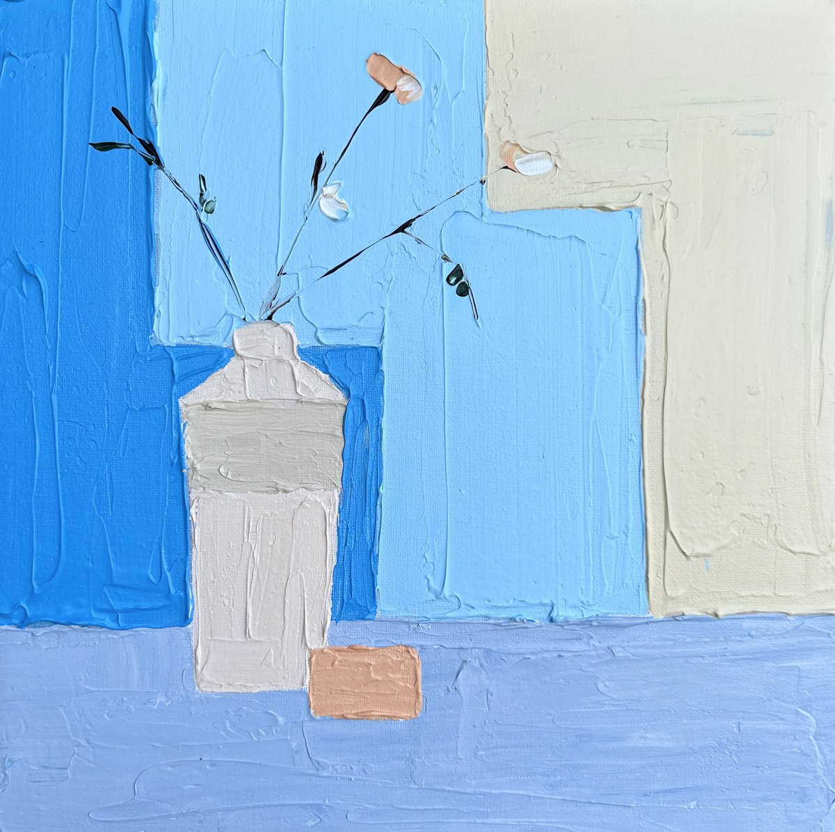 Abstract Still Life Acrylic Painting By Guzaliya Xavier, 12 X 12, Minimalist Still Life 4, Original Artwork