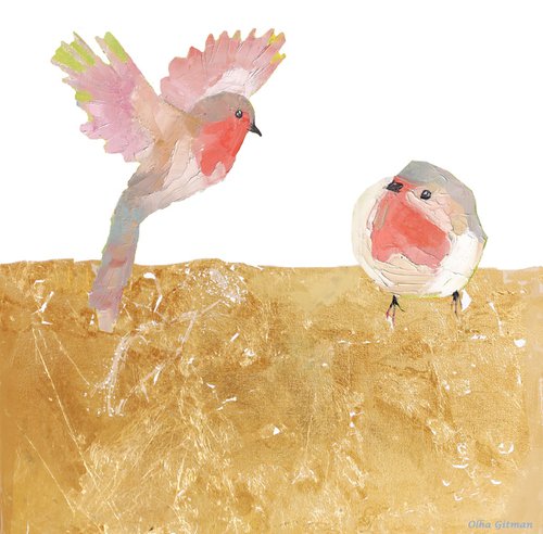 Golden story of two birds. by Olha Gitman
