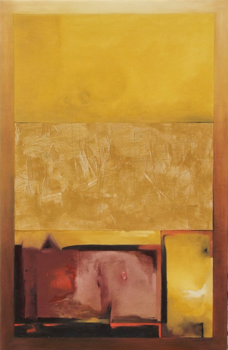 Expressive Abstract Oil Painting By Csaba Csendes, 24 X 37, Somewhere, Original Artwork