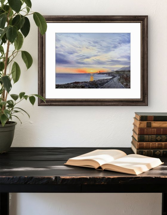 Sunset on the sea Lighthouse