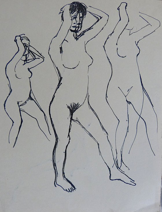 Sketch of a nude, on two sides